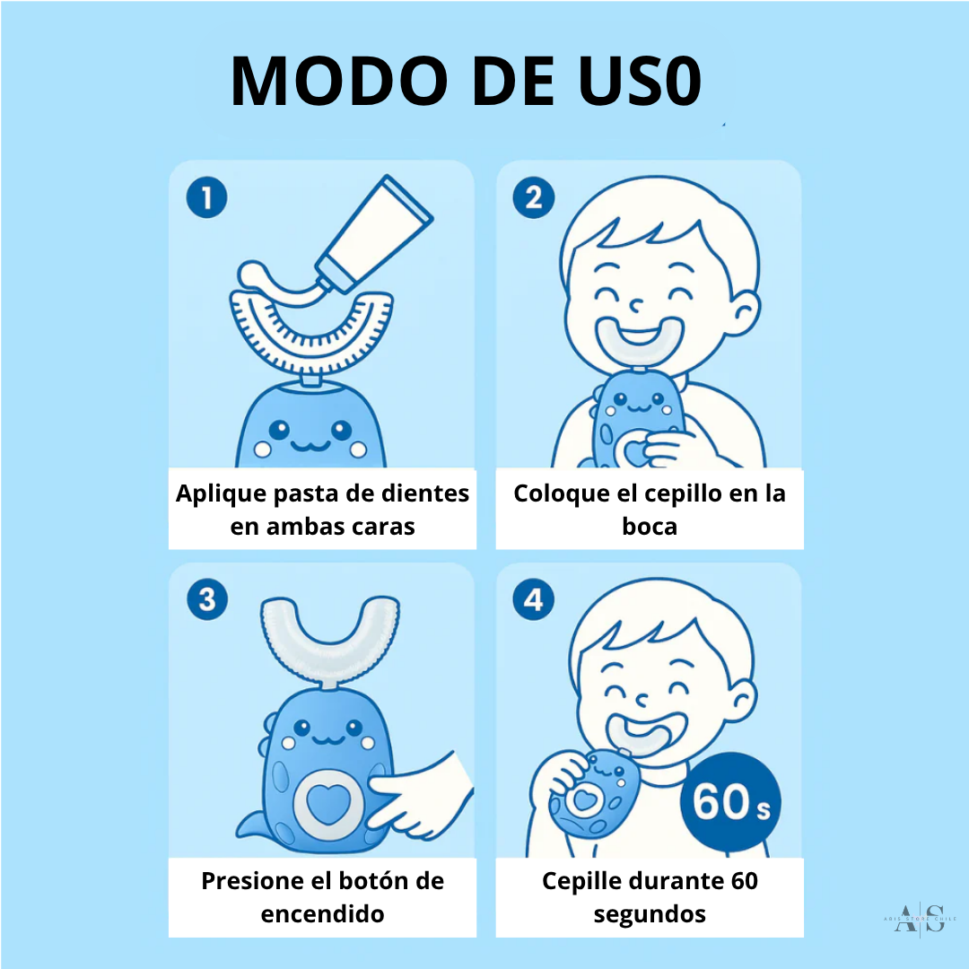 Cepillo de Dientes U-360, Diseñado para Niños