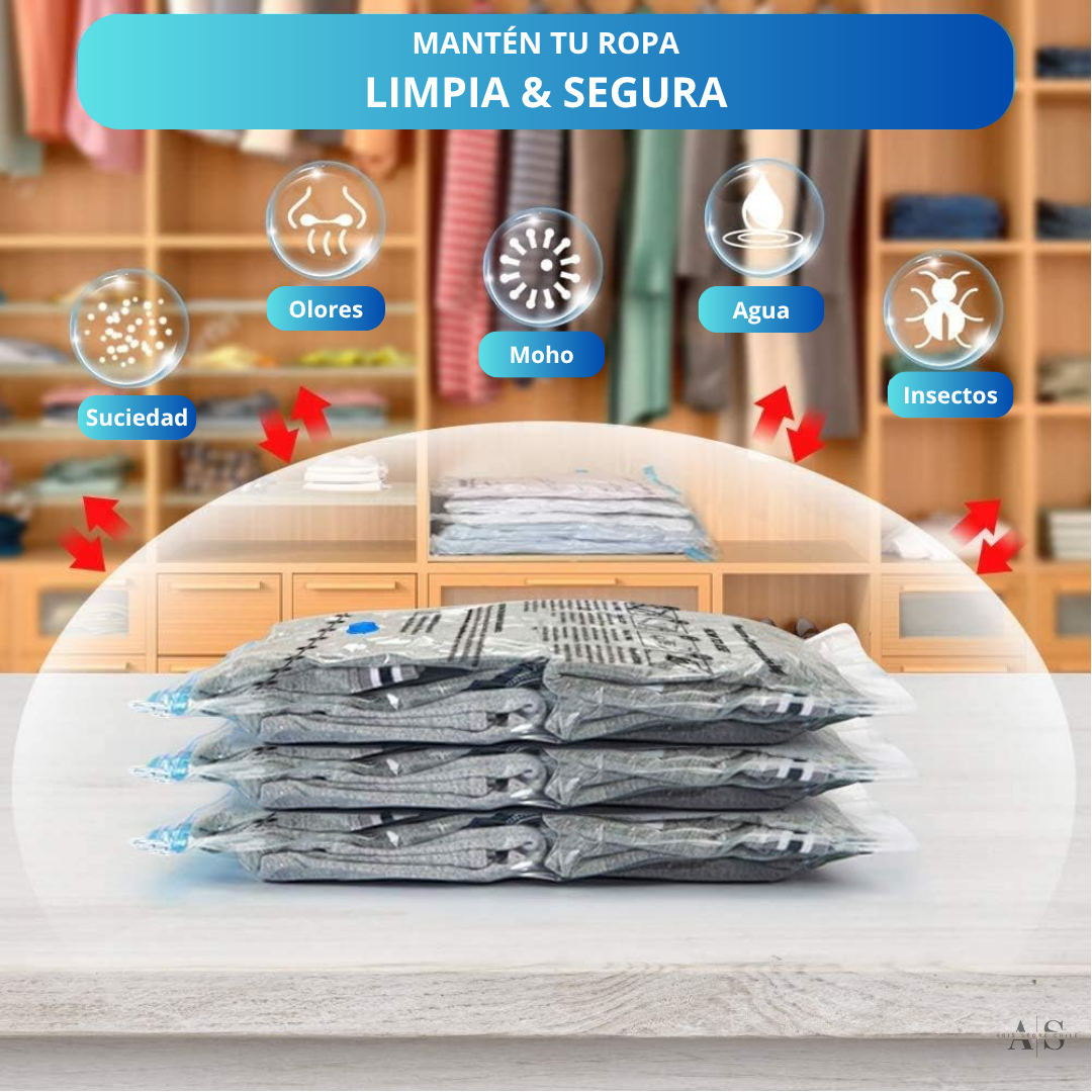 Pack 12 Bolsas Al Vacio Para Ropa + Bomba
