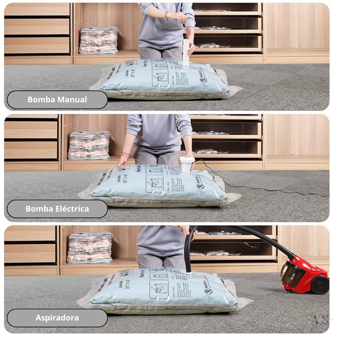 Pack 12 Bolsas Al Vacio Para Ropa + Bomba