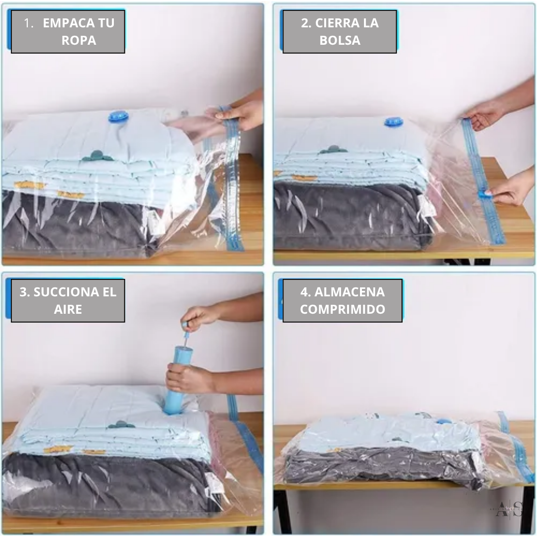 Pack 12 Bolsas Al Vacio Para Ropa + Bomba