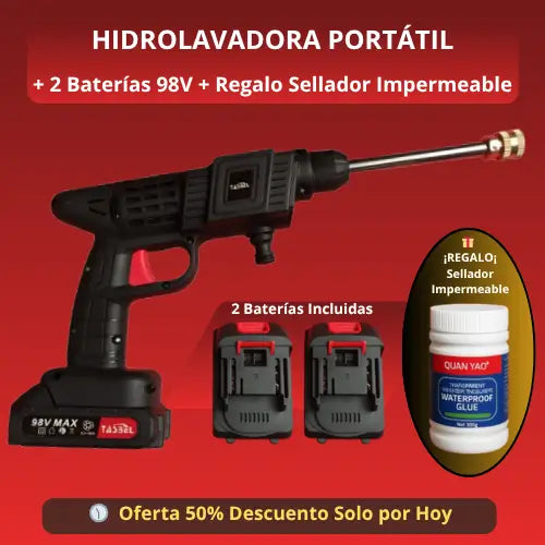 HIDROLAVADORA PORTATIL + 2 BATERIAS 98v + REGALO
