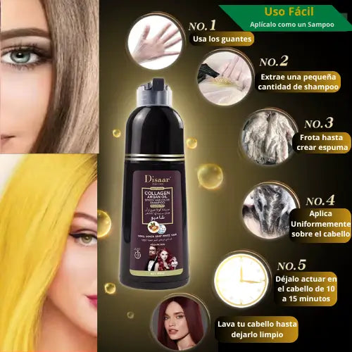 SHAMPOO COLORANTE TINTE CUBRE CANAS