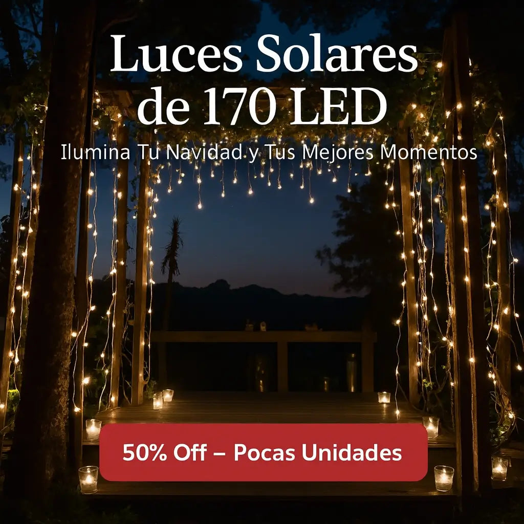 Luces solares navideñas de 17 metros y 170 led